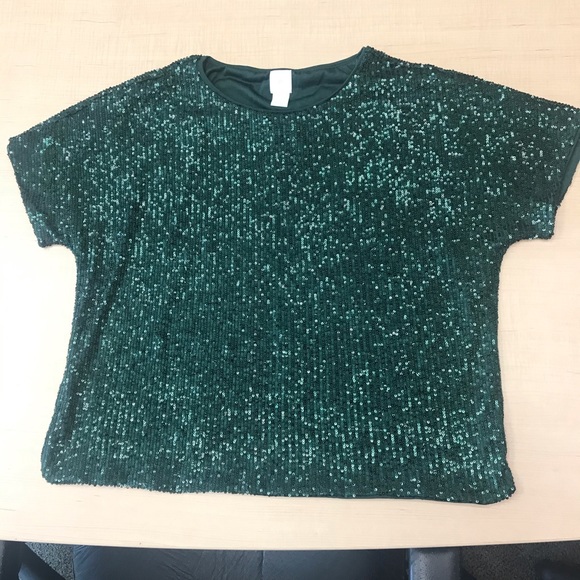 dark green sequin top